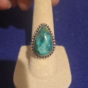 Teardrop Turquoise Silver Ring